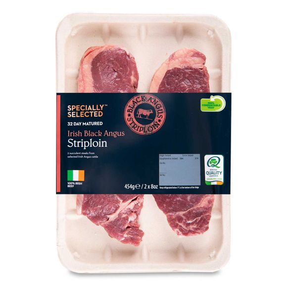 Irish Black Angus Striploin Steaks 454g 2x8oz Specially Selected